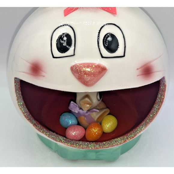 Vintage Ceramic Chick inside Ceramic Bunny Diorama Deb O. Original Designs OOAK - Picture 4 of 16